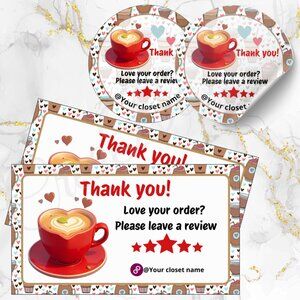 120 Pack Coffee Personalized Thank You Cards & Stickers